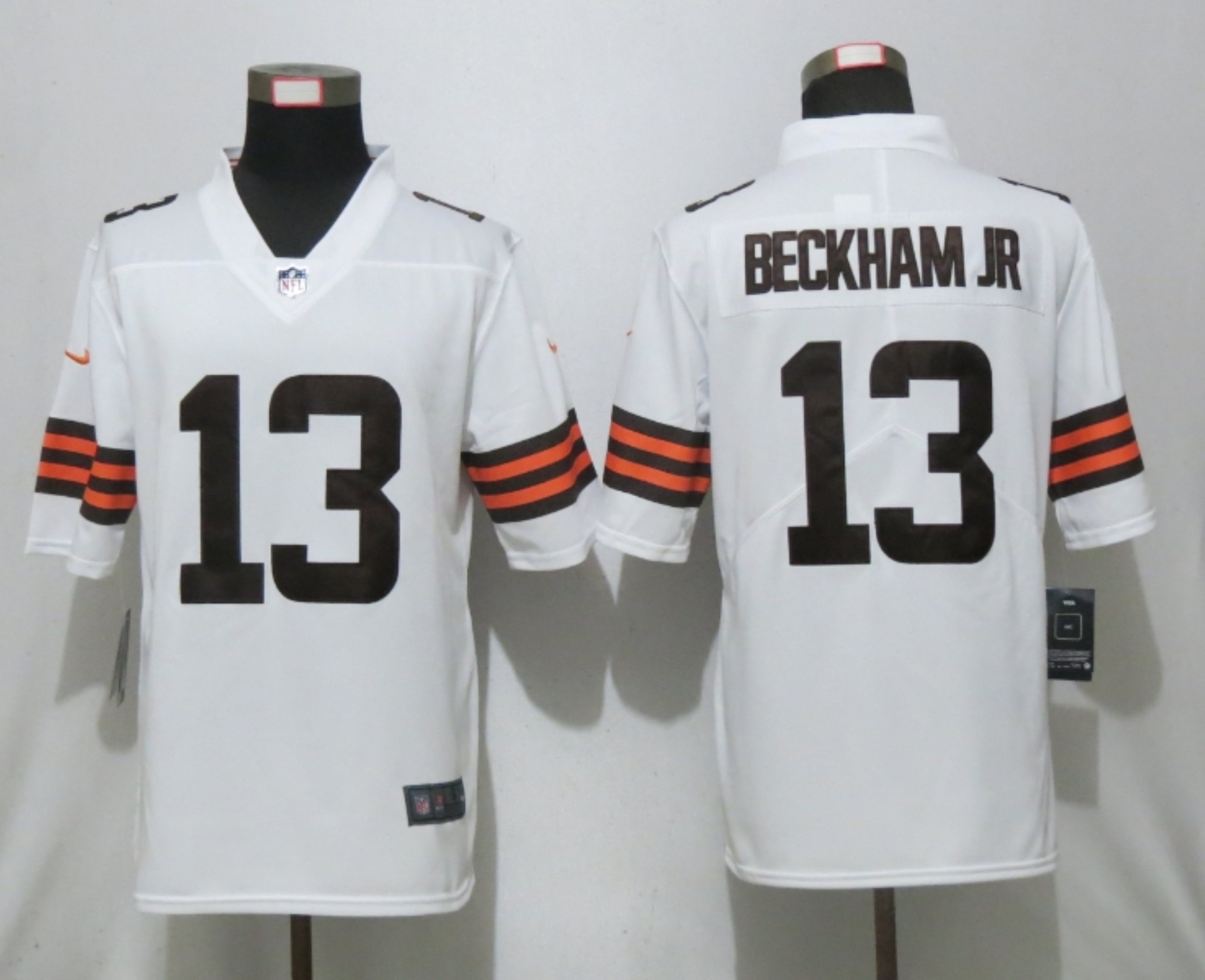Men New Nike Cleveland Browns #13 Beckham jr White Vapor Limited Player Jersey